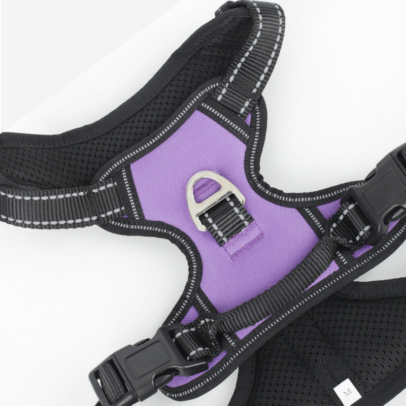 KFX-2981949 Large Multi-Color Nylon Dog Harness with Handheld Rope for Commuting