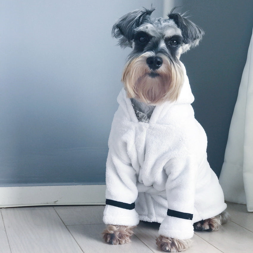 KFX-2983741 Cozy White Pet Bathrobe Pajamas in Multiple Sizes: S, M, L, XL