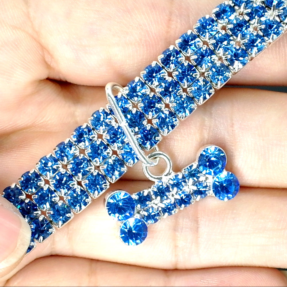 KFX-2984893 Bling Rhinestone Adjustable Dog and Cat Collar with Metal Pendant for Small Pets