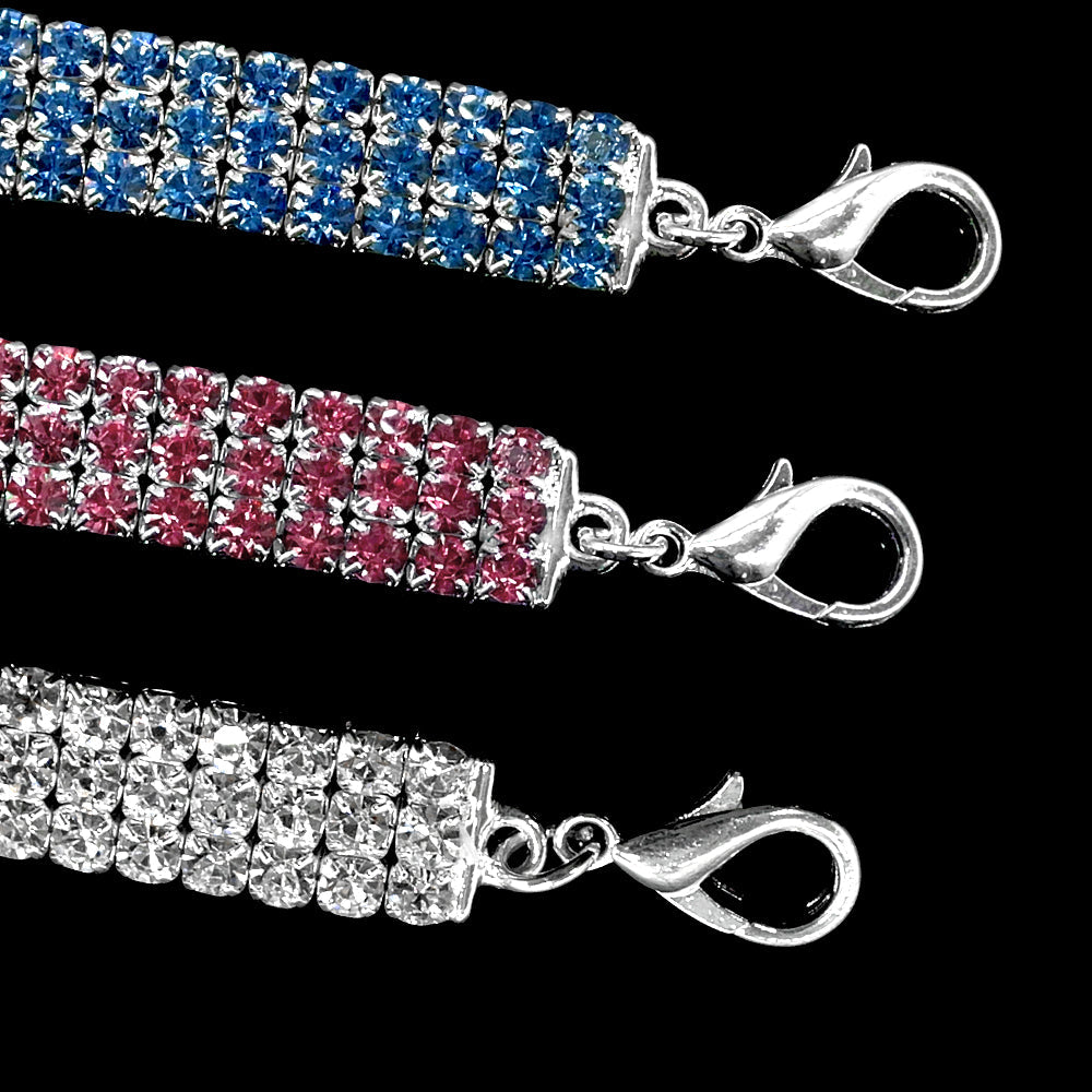 KFX-2984893 Bling Rhinestone Adjustable Dog and Cat Collar with Metal Pendant for Small Pets