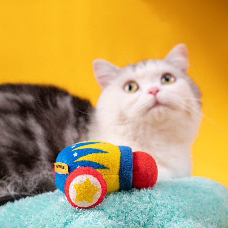 KFX-2985533 Interactive Plush Vibration Toy for Cats - Molar Relieving Catnip Fun