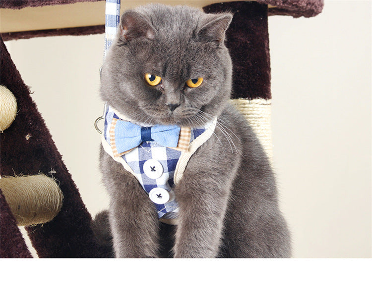 KFX-2986173 Adjustable Cat Harness with Leash – Available in Pink, Blue, Beige, and Gray Options