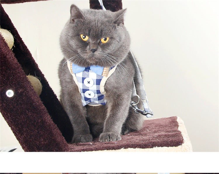 KFX-2986173 Adjustable Cat Harness with Leash – Available in Pink, Blue, Beige, and Gray Options