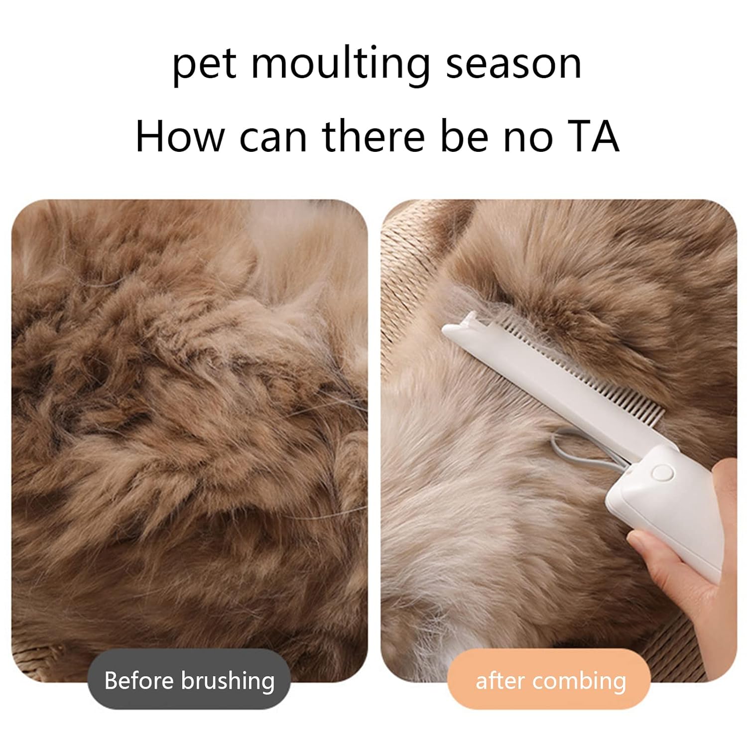 KFX-2990141 Professional 3-in-1 Pet Grooming Comb with Rounded Pins and Lint Brush for Cats and Dogs