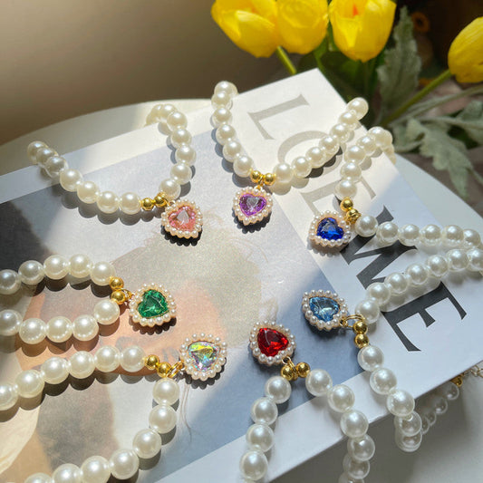 KFX-2990653 Retro Love Crystal Pendant Pet Necklace in Various Colors for Cats and Dogs