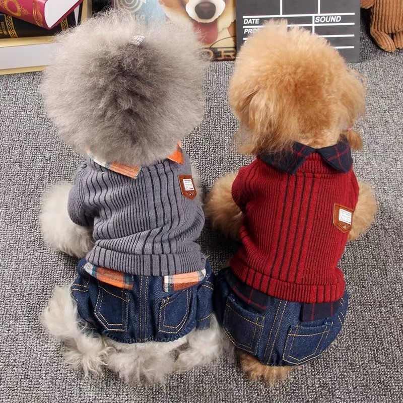 KFX-2991037 Burgundy Thick Four-Legged Dog Clothes for All Sizes