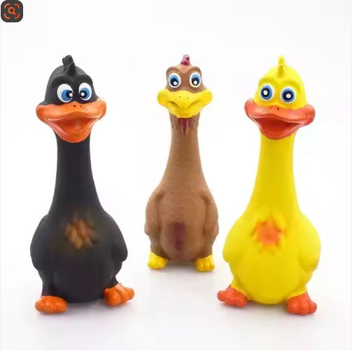 KFX-2991293 Interactive Duck Shaped Latex Dog Chew Toy – Squeaky, Durable, Eco-Friendly, Perfect for Indoor and Outdoor Play