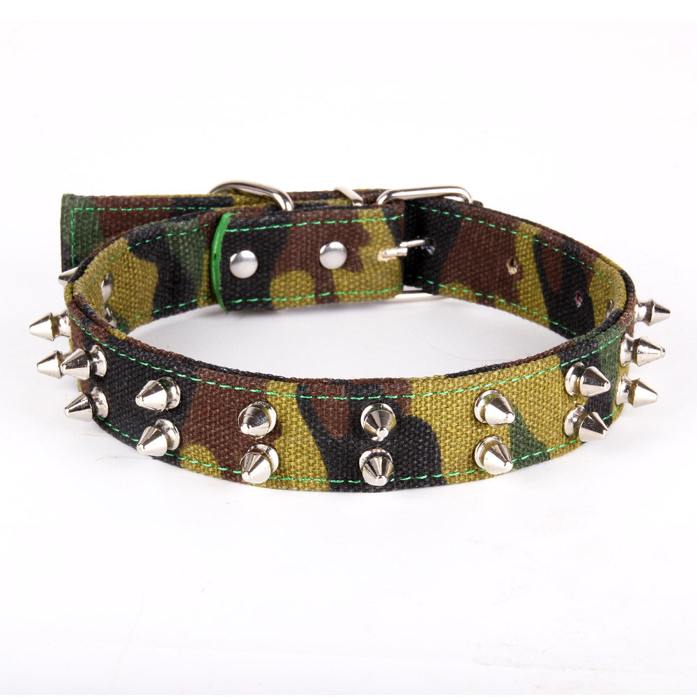 KFX-2992445 Camouflage Canvas Spiked Dog Collar in Multiple Sizes