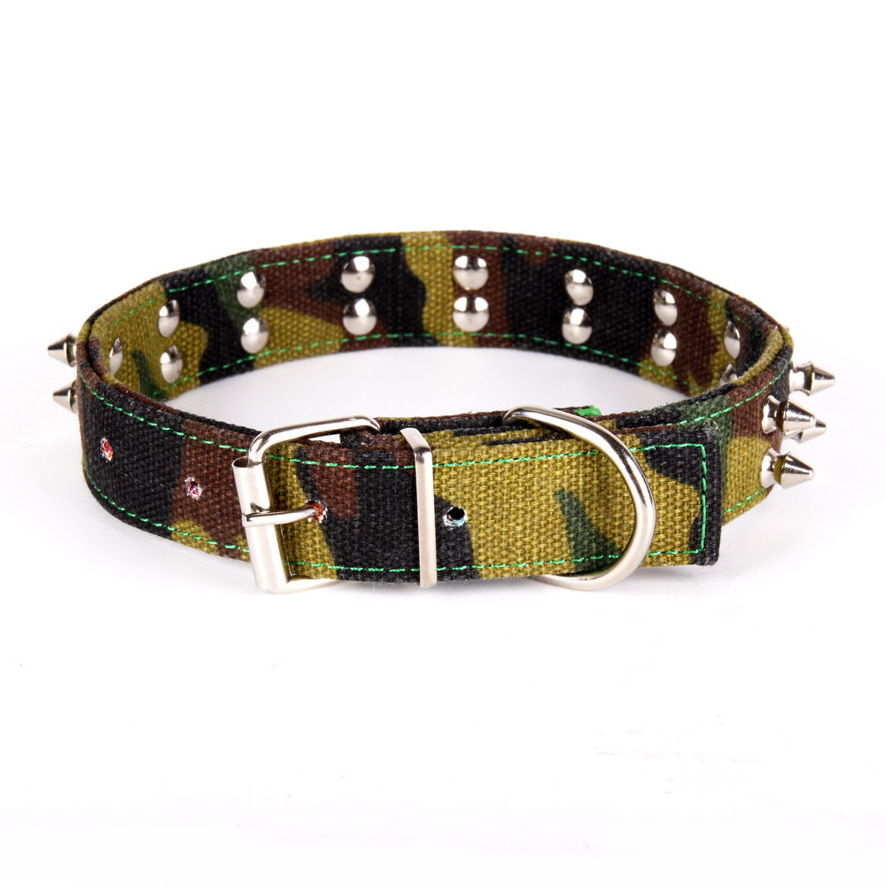 KFX-2992445 Camouflage Canvas Spiked Dog Collar in Multiple Sizes