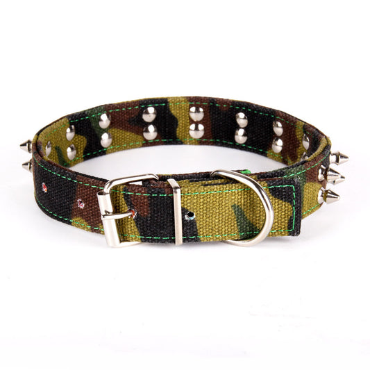 KFX-2992445 Camouflage Canvas Spiked Dog Collar in Multiple Sizes