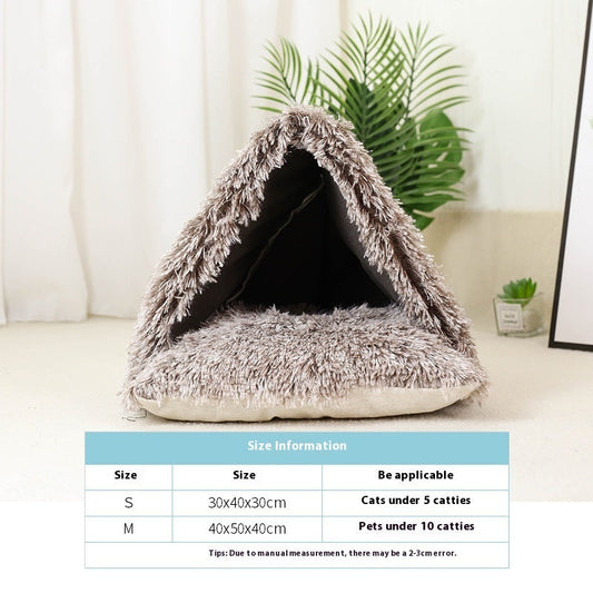 KFX-2992701 Cozy Semi-Closed Pet Bed for Cats and Small Dogs – Winter Warmth, Soft Cloth Comfort