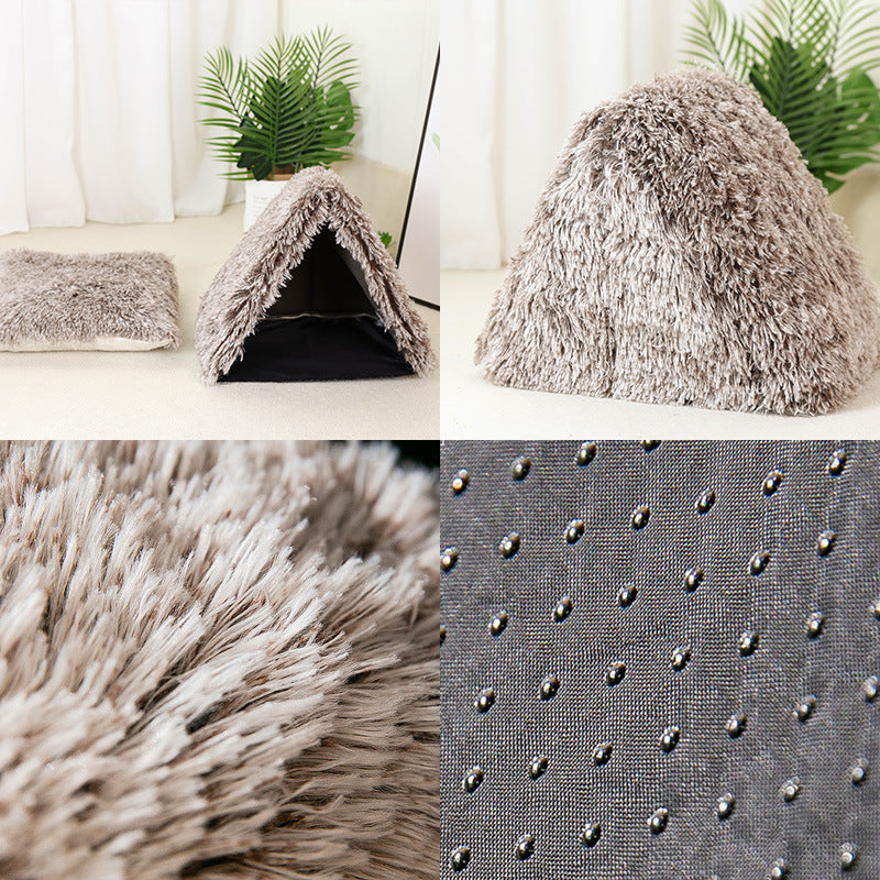 KFX-2992701 Cozy Semi-Closed Pet Bed for Cats and Small Dogs – Winter Warmth, Soft Cloth Comfort