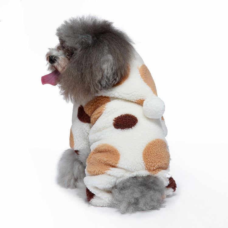 KFX-2993213 Lamb Velvet Polka Dot Double Layer Thermal Jumpsuit for Dogs