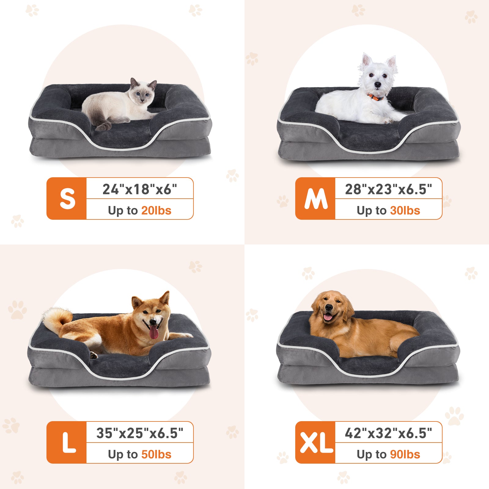 KFX-2994493 Memory Foam Pet Bed for Small Dogs & Cats with Waterproof Liner and Washable Cover