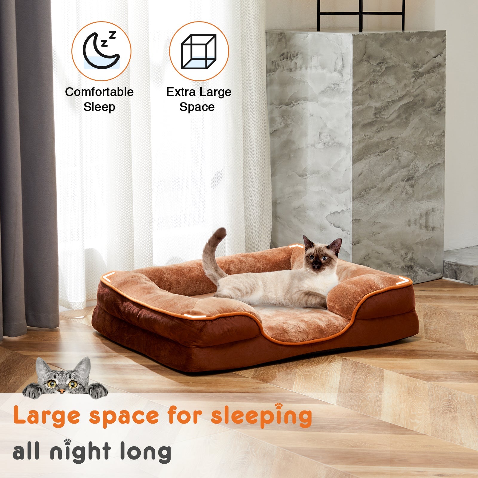 KFX-2994493 Memory Foam Pet Bed for Small Dogs & Cats with Waterproof Liner and Washable Cover