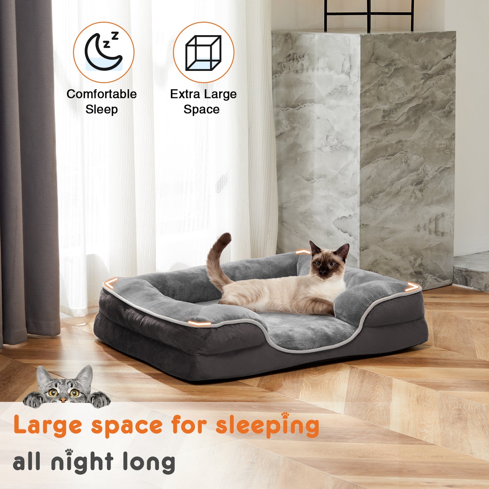 KFX-2994493 Memory Foam Pet Bed for Small Dogs & Cats with Waterproof Liner and Washable Cover