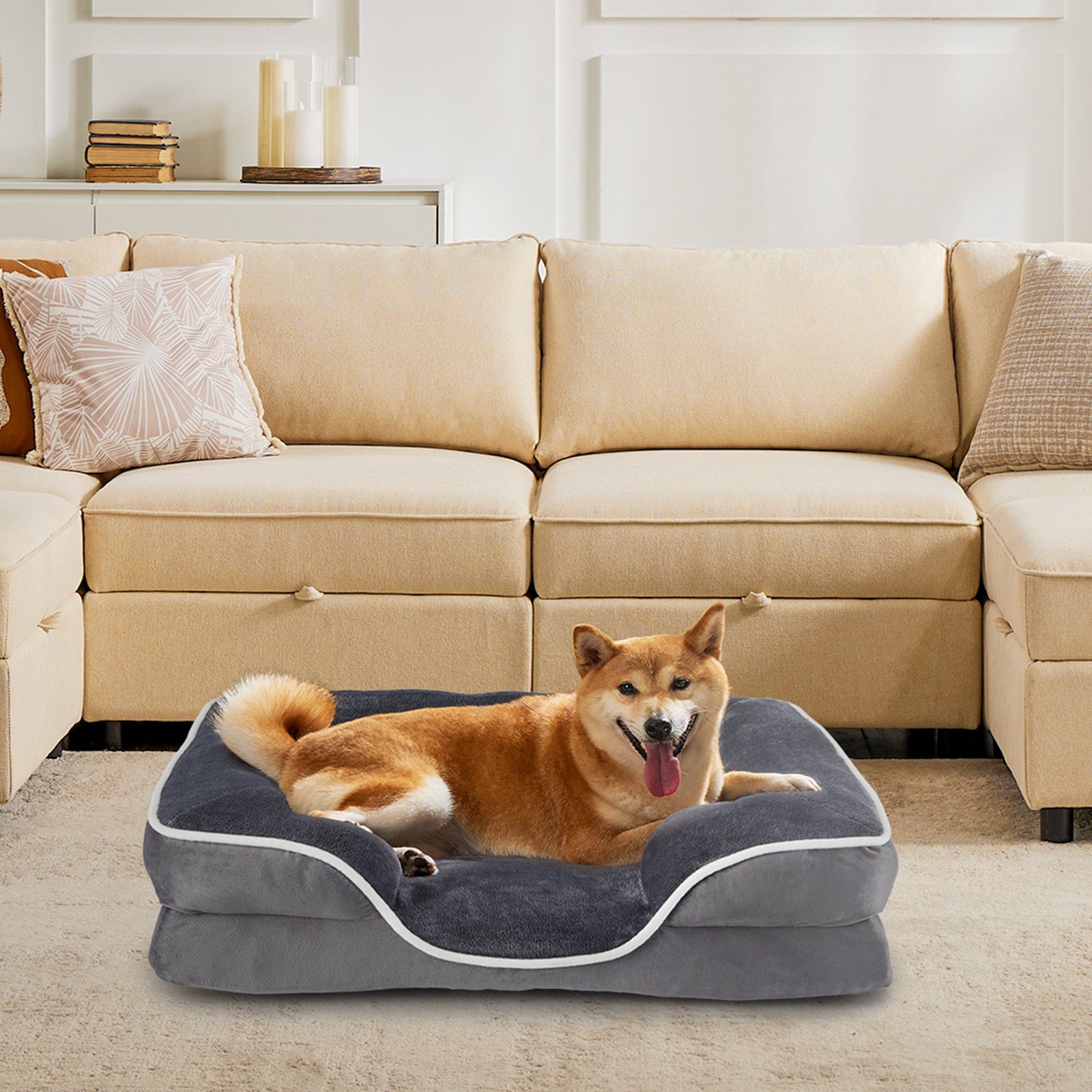KFX-2994493 Memory Foam Pet Bed for Small Dogs & Cats with Waterproof Liner and Washable Cover