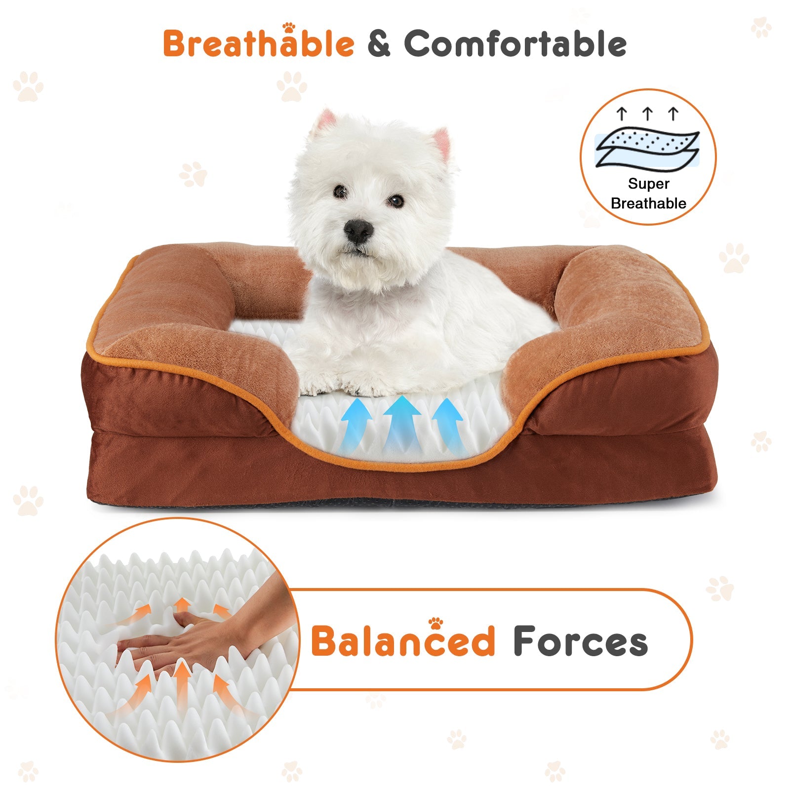 KFX-2994493 Memory Foam Pet Bed for Small Dogs & Cats with Waterproof Liner and Washable Cover