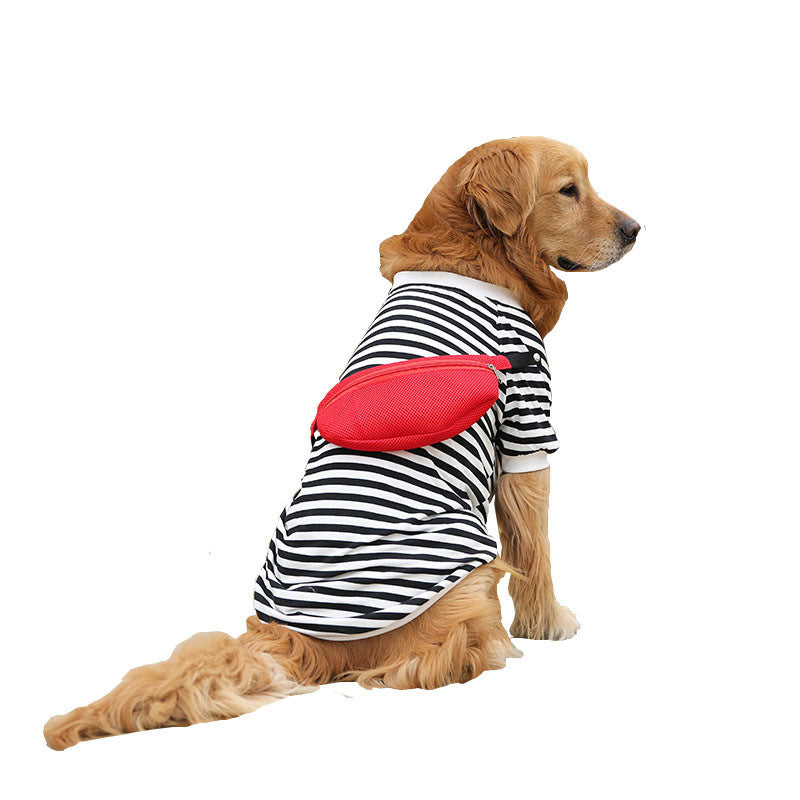 KFX-2996413 Striped Dog Vest for Medium to Large Breeds – Casual Style with Schoolbag Design