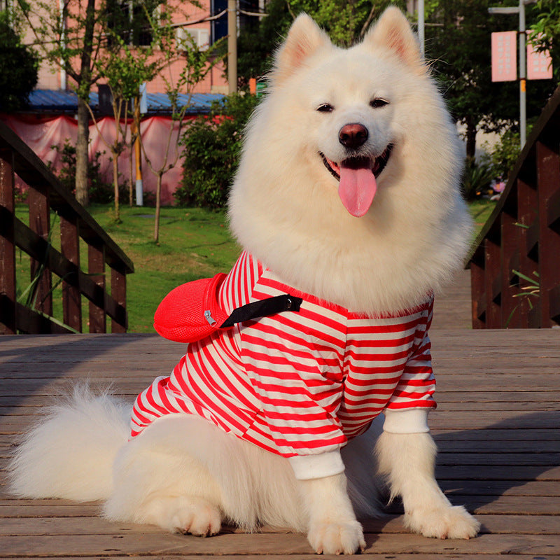KFX-2996413 Striped Dog Vest for Medium to Large Breeds – Casual Style with Schoolbag Design