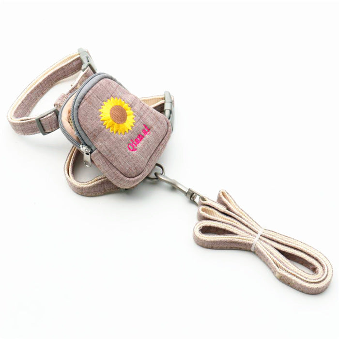KFX-2997693 Korean Embroidered Dog Chest Strap with Adjustable Leash - Multiple Colors Available