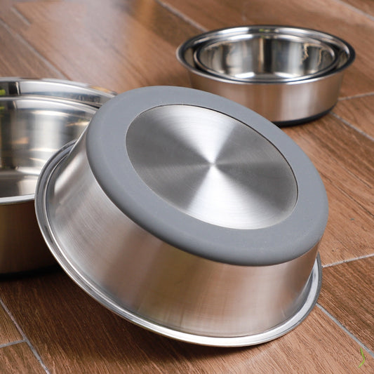 KFX-2998589 Stainless Steel Pet Bowl with Silicone Base for Dogs and Cats - Available in Multiple Colors and Sizes