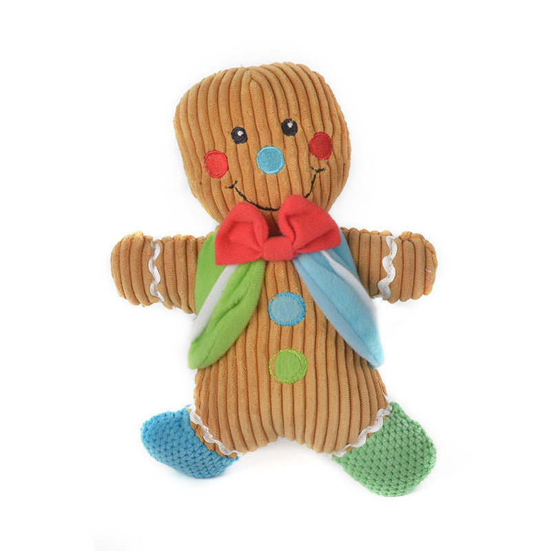 KFX-2999229 Gingerbread Man Plush Dog Toy - Blue & Pink Christmas Sounding Toy (23x20x5cm)