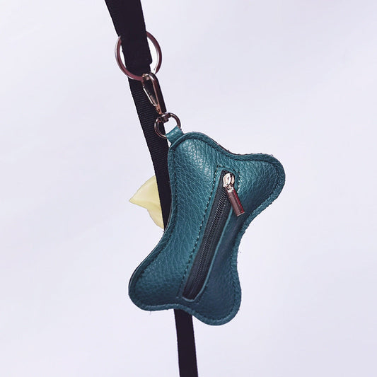 KFX-3000637 Portable PU Leather Pet Waste Bag Holder - Stylish Design with Trash Bags Included