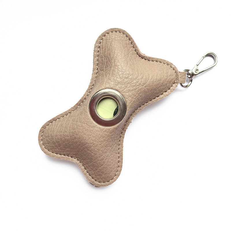 KFX-3000637 Portable PU Leather Pet Waste Bag Holder - Stylish Design with Trash Bags Included
