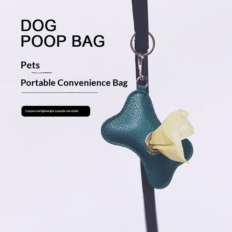 KFX-3000637 Portable PU Leather Pet Waste Bag Holder - Stylish Design with Trash Bags Included
