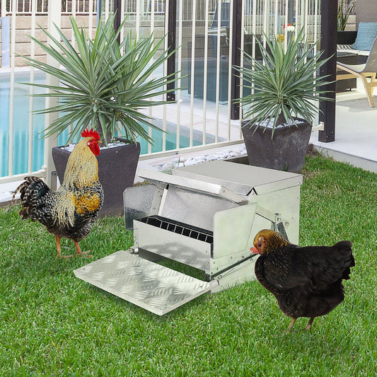 KFX-3002045 30 lbs Capacity Automatic Chicken Feeder - Galvanized Steel & Aluminum, Weatherproof Design
