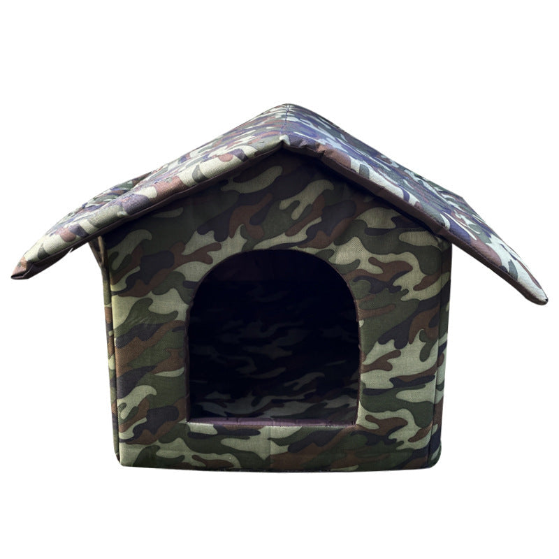 KFX-3002429 Outdoor Waterproof Foldable Cat House - Removable & Washable Pet Nest in Black and Camouflage