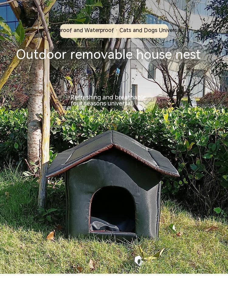 KFX-3002429 Outdoor Waterproof Foldable Cat House - Removable & Washable Pet Nest in Black and Camouflage