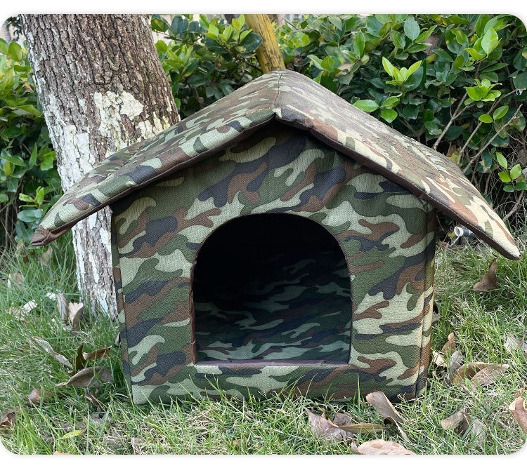 KFX-3002429 Outdoor Waterproof Foldable Cat House - Removable & Washable Pet Nest in Black and Camouflage