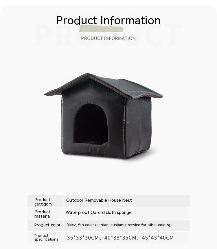 KFX-3002429 Outdoor Waterproof Foldable Cat House - Removable & Washable Pet Nest in Black and Camouflage