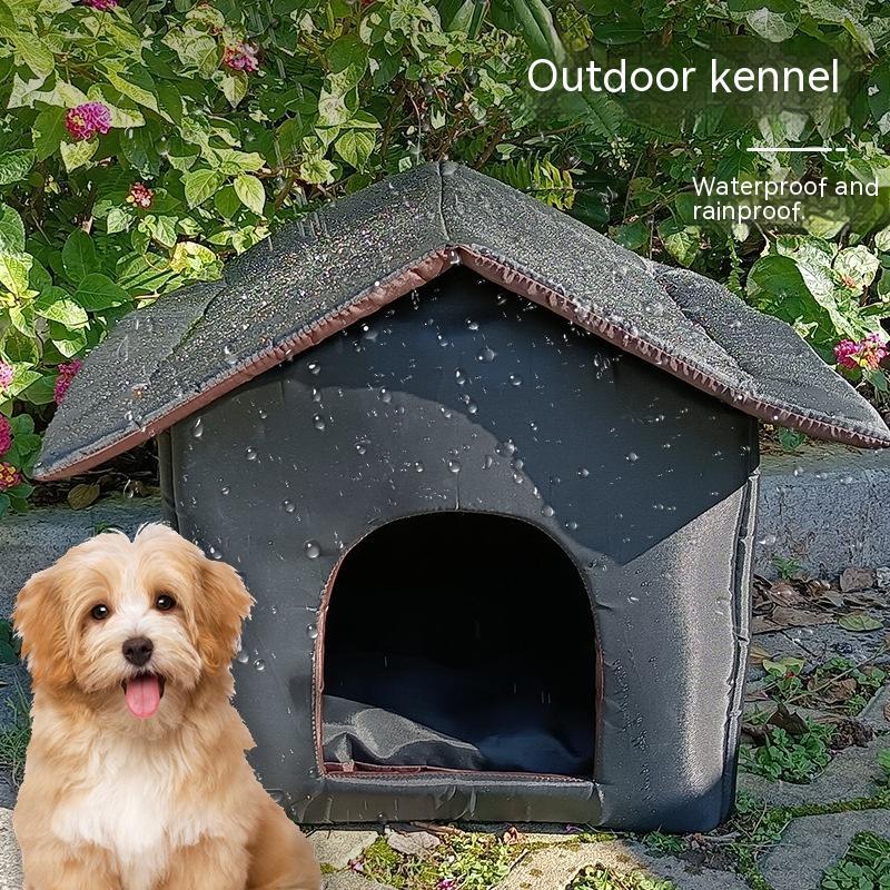 KFX-3002429 Outdoor Waterproof Foldable Cat House - Removable & Washable Pet Nest in Black and Camouflage