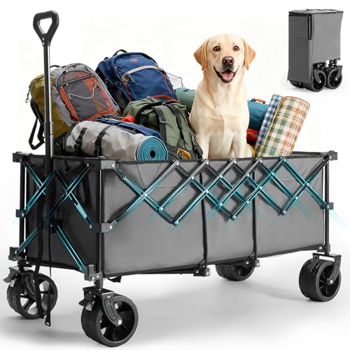 KFX-3003197 Extra-Long Heavy-Duty Foldable Trolley with 440 lb Capacity and All-Terrain Wheels