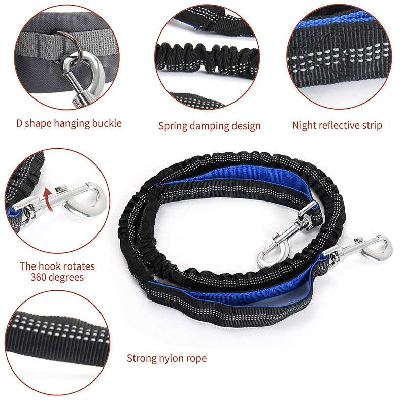 KFX-3003965 Reflective Nylon Dog Walking Rope with Handheld Grip - Multiple Colors Available