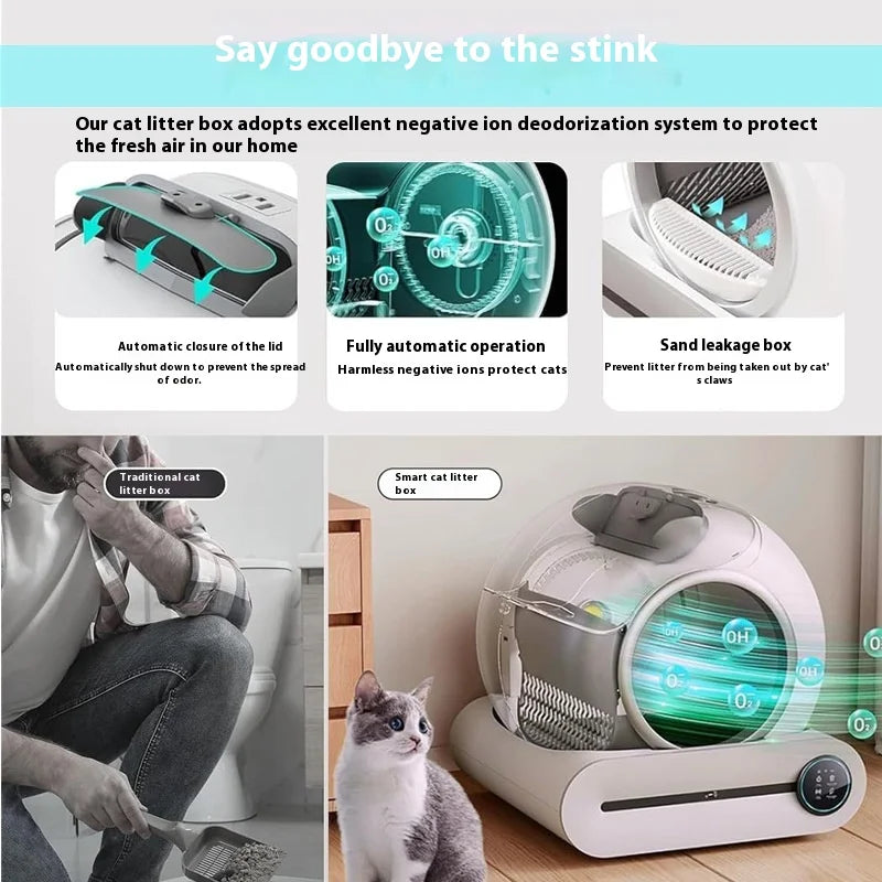 KFX-300755 Automatic Smart Self-Cleaning Cat Litter Box with Odor Control and Large Capacity