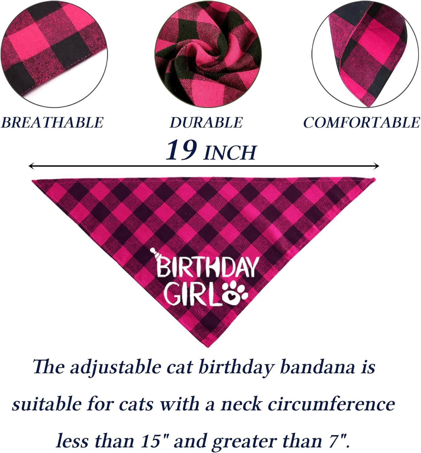 KFX-3010493 Sapphire Blue & Rose Red Cartoon Pet Birthday Hat, Triangle Scarf, Bow Tie Set