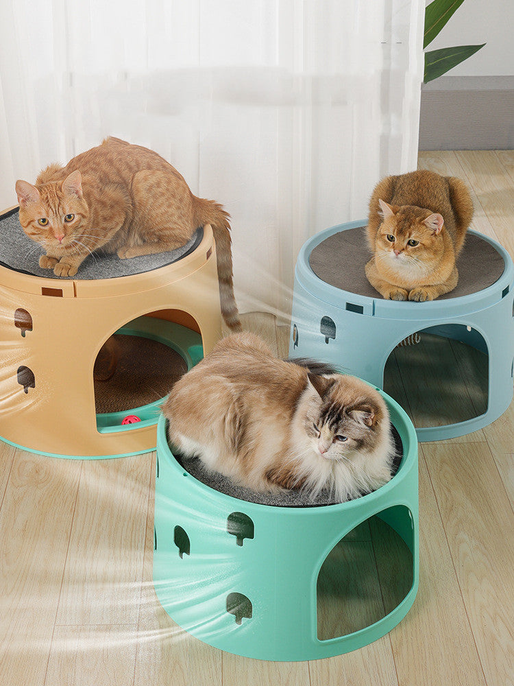 KFX-3013181 Cat Climbing Frame with Integrated Multi-Chamber Design for Play and Sleep