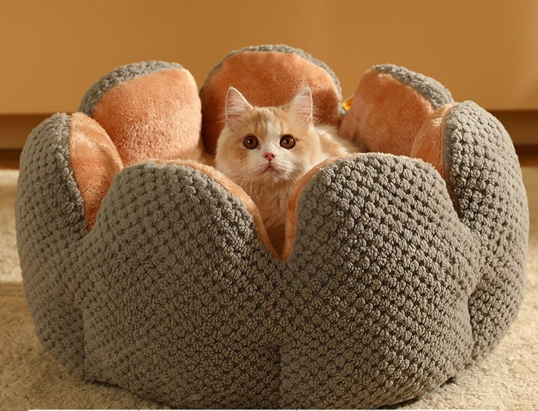KFX-3013949 Cactus Petal Soft and Cozy Pet Nest in Green, Purple, Grey, and Coffee - Available in Sizes S, M, L