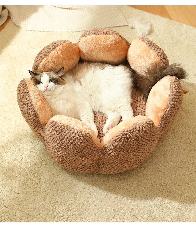 KFX-3013949 Cactus Petal Soft and Cozy Pet Nest in Green, Purple, Grey, and Coffee - Available in Sizes S, M, L