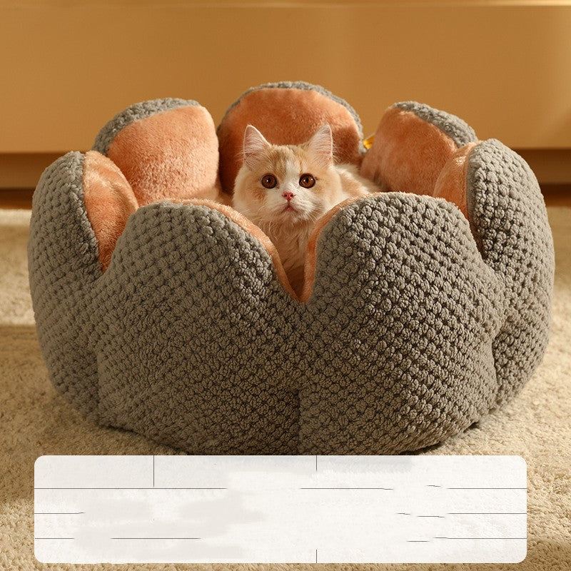KFX-3013949 Cactus Petal Soft and Cozy Pet Nest in Green, Purple, Grey, and Coffee - Available in Sizes S, M, L