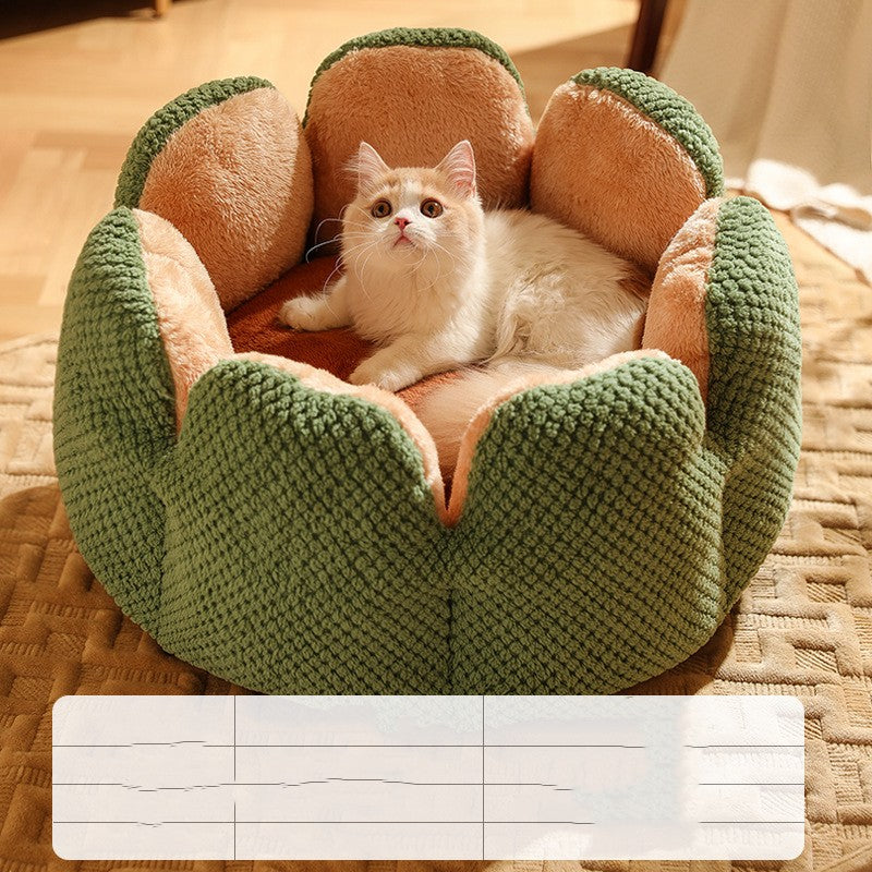 KFX-3013949 Cactus Petal Soft and Cozy Pet Nest in Green, Purple, Grey, and Coffee - Available in Sizes S, M, L