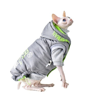 KFX-3014077 Stylish Windproof Winter Coat for Cats in Space Grey and Meteorite Black