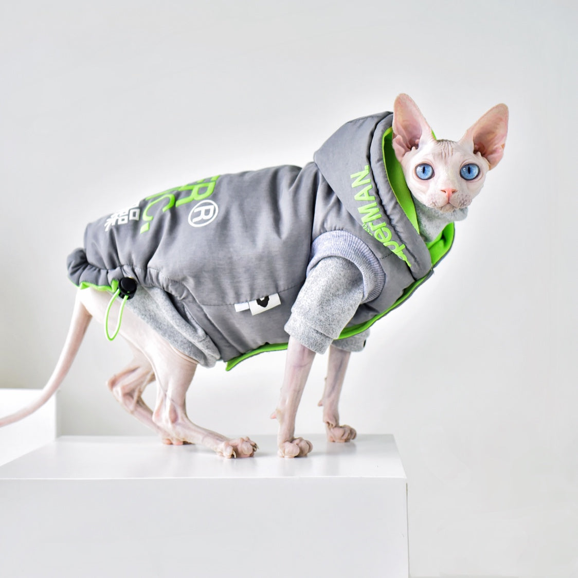 KFX-3014077 Stylish Windproof Winter Coat for Cats in Space Grey and Meteorite Black