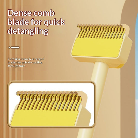 KFX-3015485 Pet Knot-Untangling Comb for Dogs and Cats - Durable ABS Plastic and Stainless Steel, Available in Green and Yellow