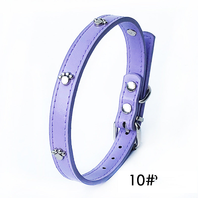 KFX-3017661 Pack of 10 Colorful 1.5in Adjustable PU Leather Dog Collars with Pendant Bells