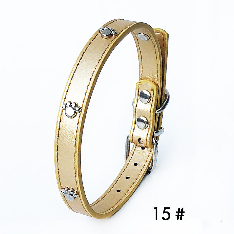 KFX-3017661 Pack of 10 Colorful 1.5in Adjustable PU Leather Dog Collars with Pendant Bells